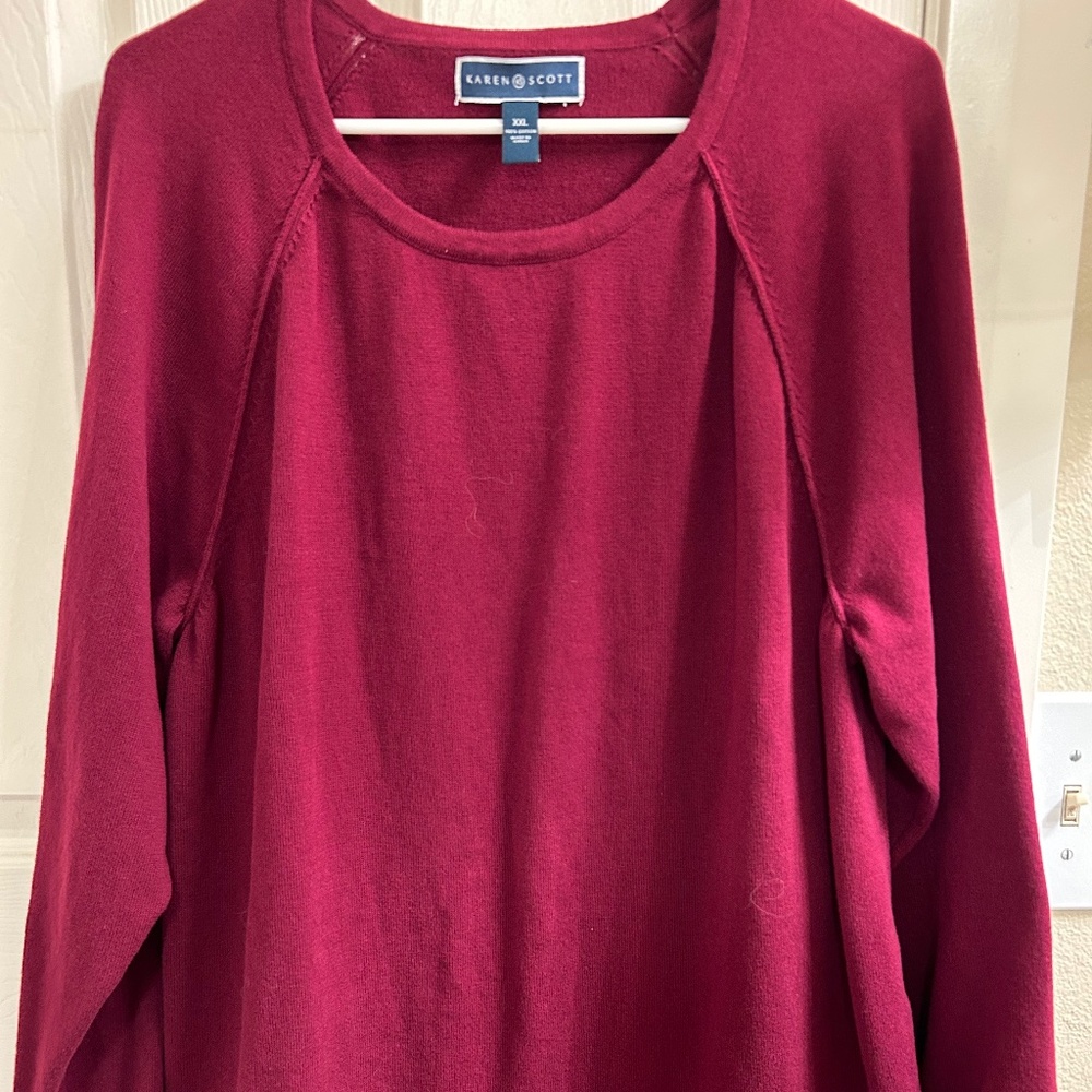 Karen Scott Women’s Sweater size XXL deep red Tunic style